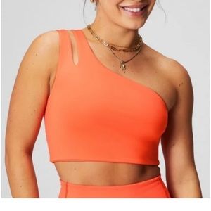 Fabletics one shoulder bra and matching power hold 7/8 leggings